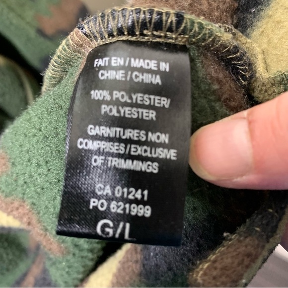 Djab Simons Green Fleece Sweater Jacket Camo Shacket Snap Buttons Sz L Hunting - Picture 10 of 13